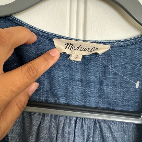 Madewell Long Sleeve Denim Wrap Top, Size Medium - Picture 7 of 9